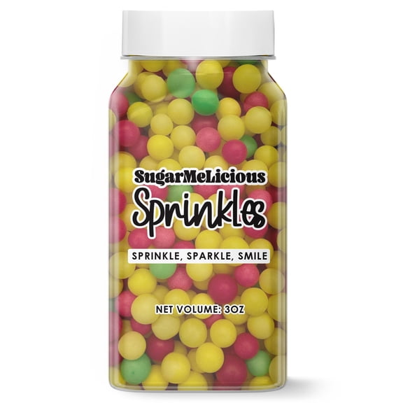 SugarMeLicious Colored Bubble Shaped Sprinkles, Edible Round Bubble Decorations for Cakes Cupcakes Cookies and Desserts, Bright Party Baking Sprinkles, 3 Ounce Jar