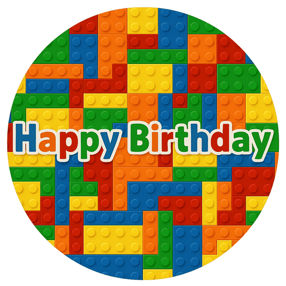 SugarMeLicious Colorful Building Blocks 8" Round Edible Cake Image Topper for Kids Birthday Cakes and Party Decorations