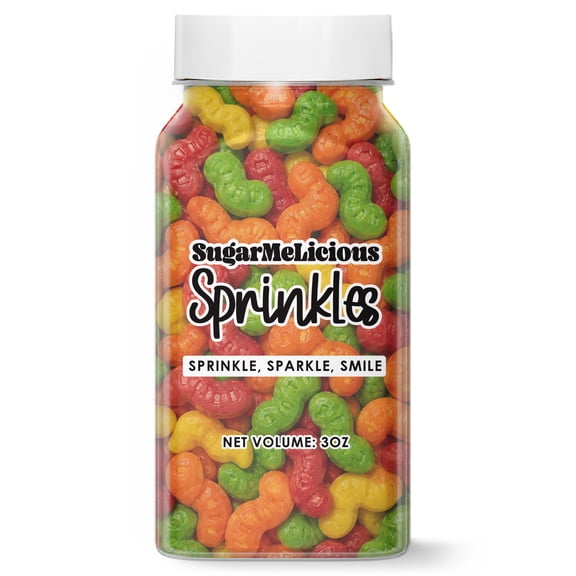 SugarMeLicious Colorful Worm Sprinkles for Cakes, Cupcakes, Cookies and Bug Theme Desserts, Edible Baking Decorations for Halloween Parties, Garden Themes and Celebration Treats, 3 Ounce Jar