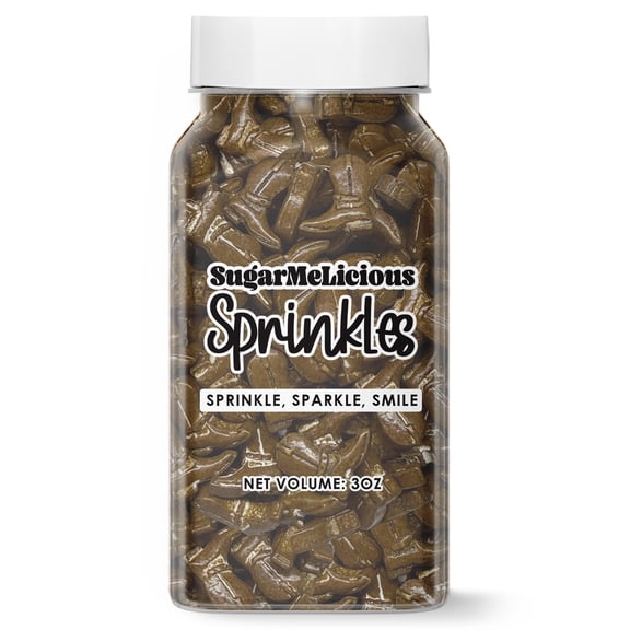 SugarMeLicious Cowboy Boot Sprinkles for Cakes, Cupcakes, Cookies and Western Desserts, Edible Baking Decorations for Rodeos, Country Parties and Celebration Treats, 3 Ounce Jar