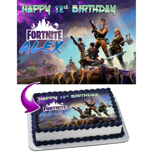 SugarMeLicious Fortnite Save the World Edible Cake Image Topper, Personalized 1/4 Sheet Birthday Cake Banner, Custom Edible Cake Decoration for Gamer Parties
