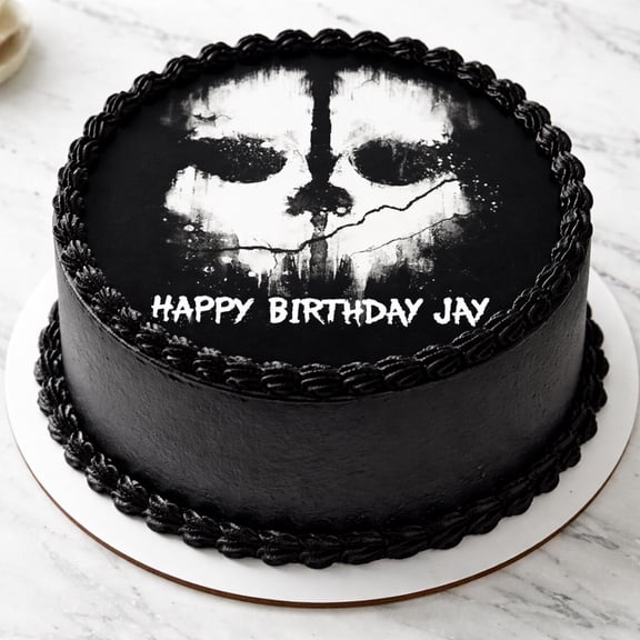 SugarMeLicious Ghost Skull 8 Inch Cake Image Topper, Spooky Halloween Skull Cake Decoration, Edible Round Cake Topper for Horror Theme Parties and Gothic Celebrations