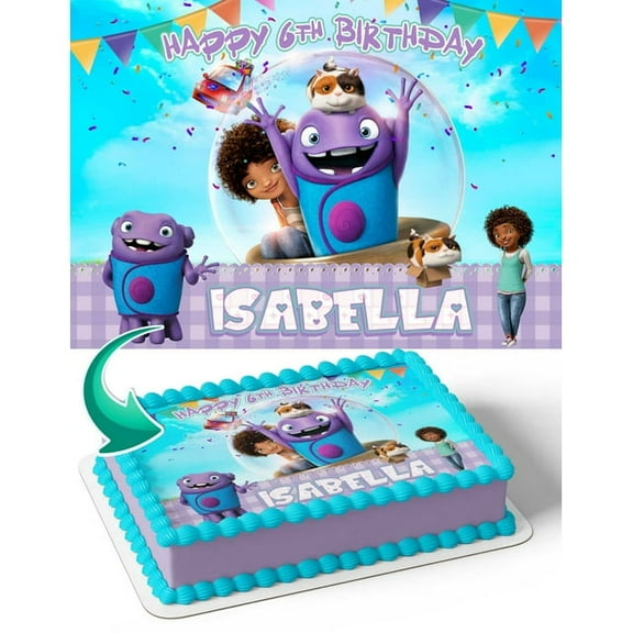 SugarMeLicious Home Movie Cake Image Topper, Personalized 1/4 Sheet Birthday Cake Banner for Parties Edible Cake Image Topper