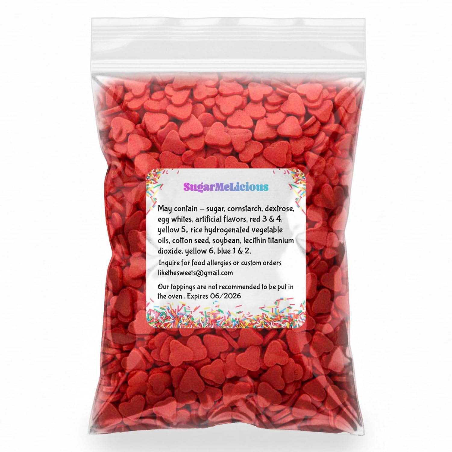 SugarMeLicious Jumbo Red Hearts Sprinkles, 8oz Bag, Perfect for Decorating Cakes, Cupcakes, Cookies, Ice Cream & More, Vibrant Edible Heart Shaped Sprinkles for Valentine’s Day, Weddings