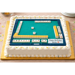 SugarMeLicious Mahjong Birthday Cake Topper, Game Night Edible Cake Decoration, Personalized Mahjong Tile Party Design, 1/4 Sheet Frosting Sheet