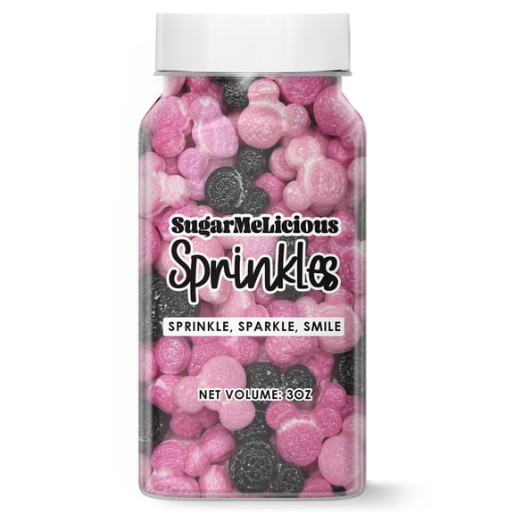 SugarMeLicious Pink Mouse Head Sprinkles for Cakes, Cupcakes, Cookies and Character Theme Desserts, Edible Baking Decorations for Birthdays, Kids Parties and Celebration Treats, 3 Ounce Jar