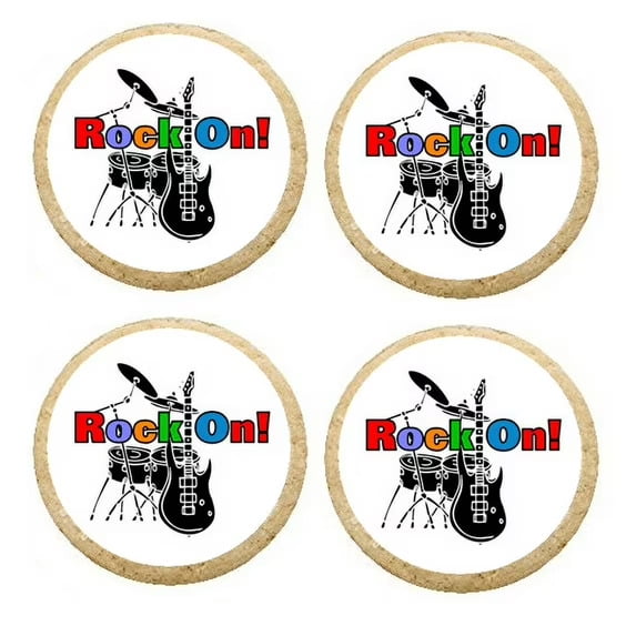 SugarMeLicious Rock On Edible Cupcake Toppers, Music Birthday Dessert Decorations, Rock Star Party Toppers, 12 Pack 2.5 Inch Frosting Circles