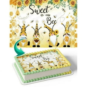 SugarMeLicious Sweet As Can Bee Honey Cake Image Topper, Personalized 1/4 Sheet Birthday Cake Banner for Parties, Edible Cake Decoration