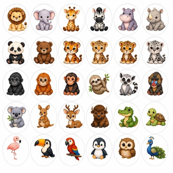 SugarMeLicious Wafer Paper Uncut Zoo Animals Edible Image Cupcake Toppers, 30 Pack Safari Jungle Birthday Party & Baby Shower Dessert Decorations
