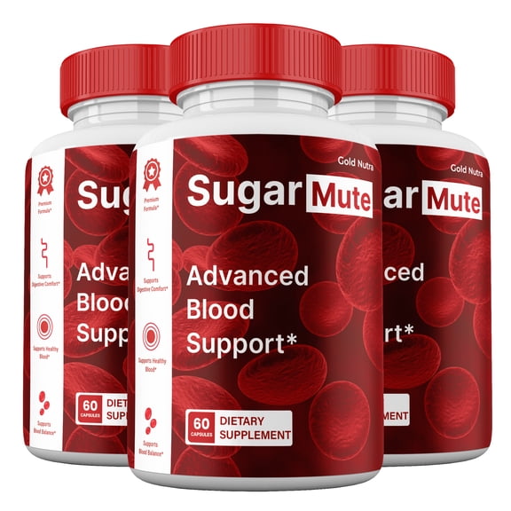 SugarMute Capsules, Official Supplement, Maximum Strength Blood Support Pills All Natural, 30 Day Supply per Bottle (3 pack)