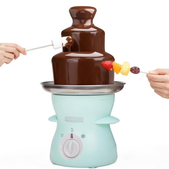 SugarWhisk 3 Tier Mini Chocolate Fountain Machine, Easy to Use & Clean, Great for Parties, Events & Weddings, 22 Oz Capacity, Aqua Y101