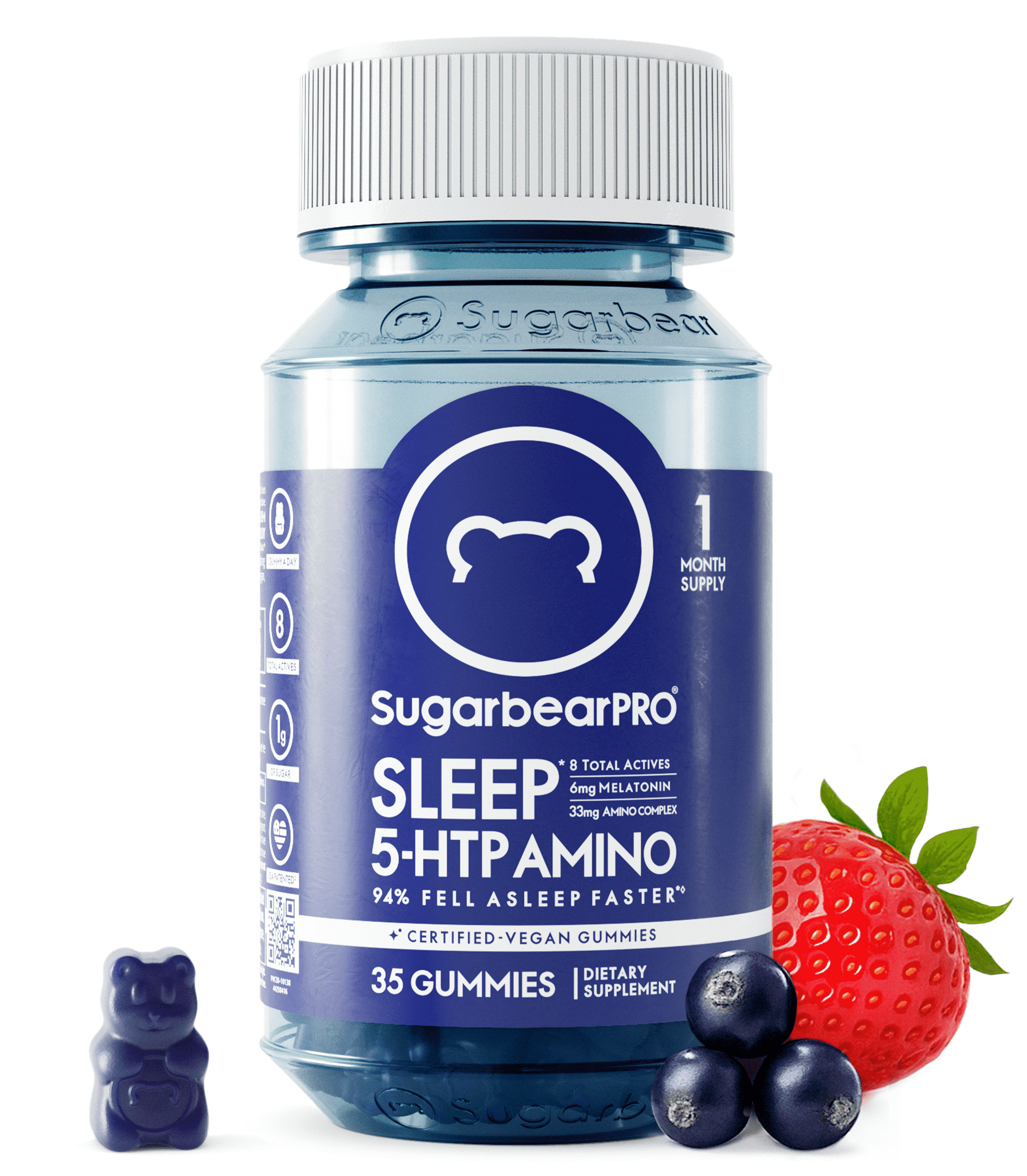 SugarbearPRO Sleep Gummies for Restful Nights , Melatonin, Vitamin B6, 5-HTP, 1 Month Supply
