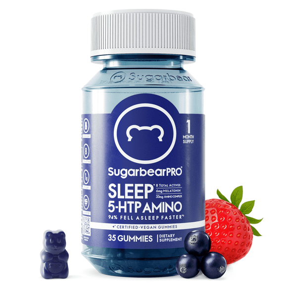 SugarbearPRO Sleep Gummies for Restful Nights , Melatonin, Vitamin B6, 5-HTP, 1 Month Supply