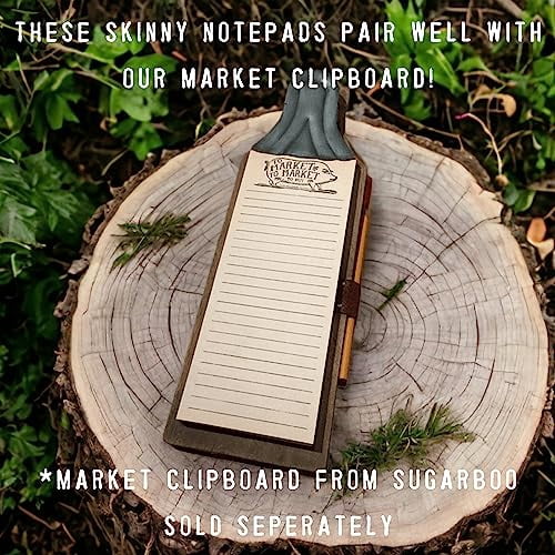 Sugarboo & Co. Wooden Market Clipboard - Compatible With Skinny Notepads, 15 X 5 Inches, With Pen Holder