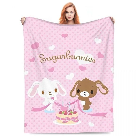 Sugarbunnies Flannel Throw Blanket Blanket for Sofa Couch Super Warm Plush Thin Quilt