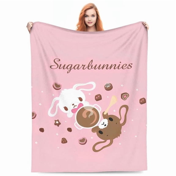 Sugarbunnies Flannel Throw Blanket Blanket for Sofa Couch Super Warm Plush Thin Quilt
