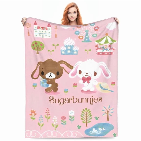 Sugarbunnies Flannel Throw Blanket Blanket for Sofa Couch Super Warm Plush Thin Quilt