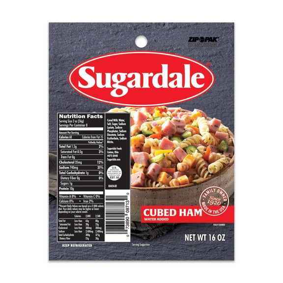 Sugardale Cubed Hickory Smoked Ham, Fully Cooked, Pork Boneless, 1 lb