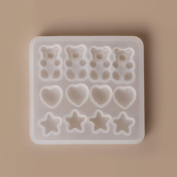Sugared Gummy Bears Hearts and Stars Clear Silicone Mold