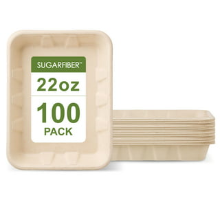 100% Compostable Disposable Food Containers with Lids [8”X8” 500 Pack] —  Earth's Natural Alternative®