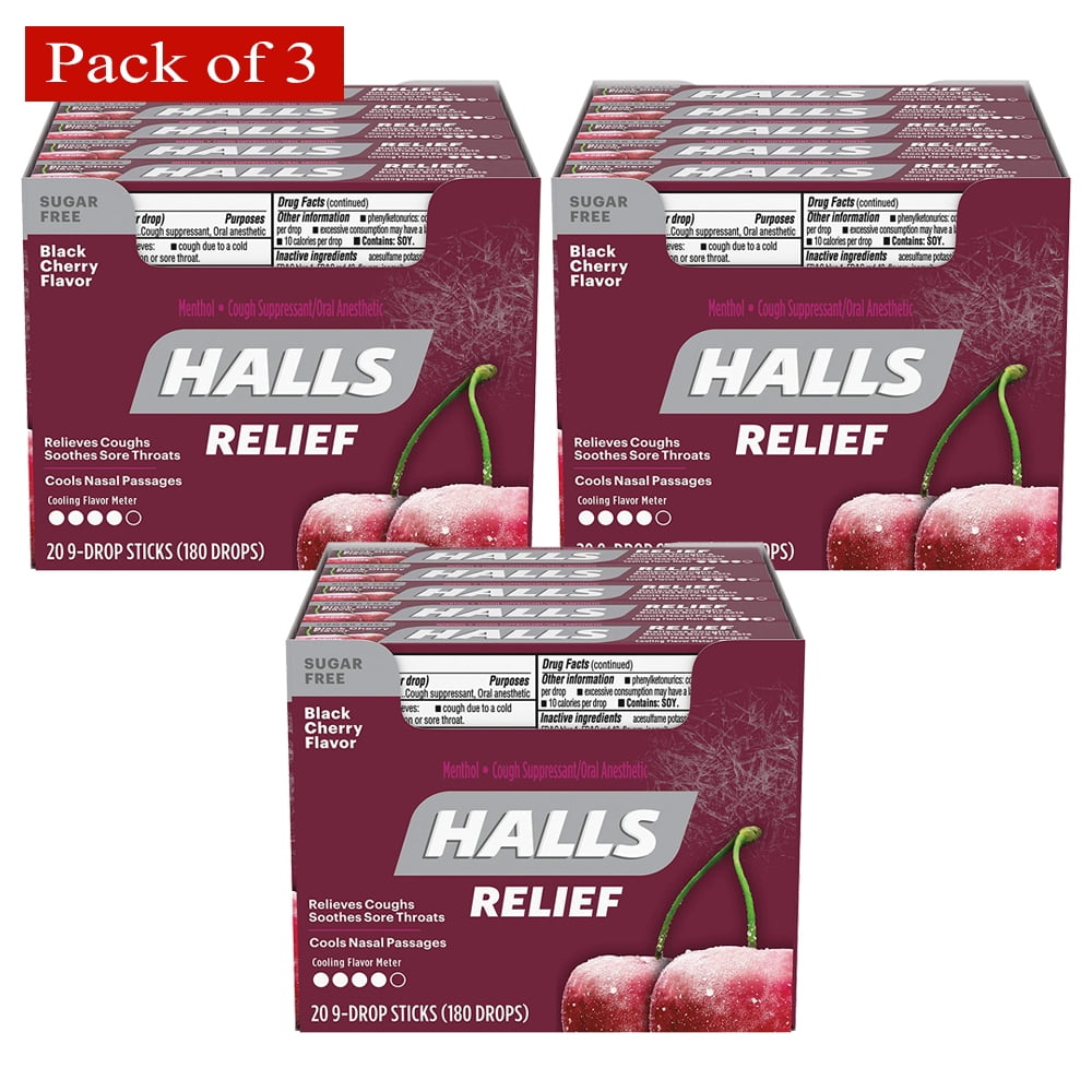 Halls Cough Suppressant Throat Drops Flavors Cold Flu Treatment - 100 Pieces