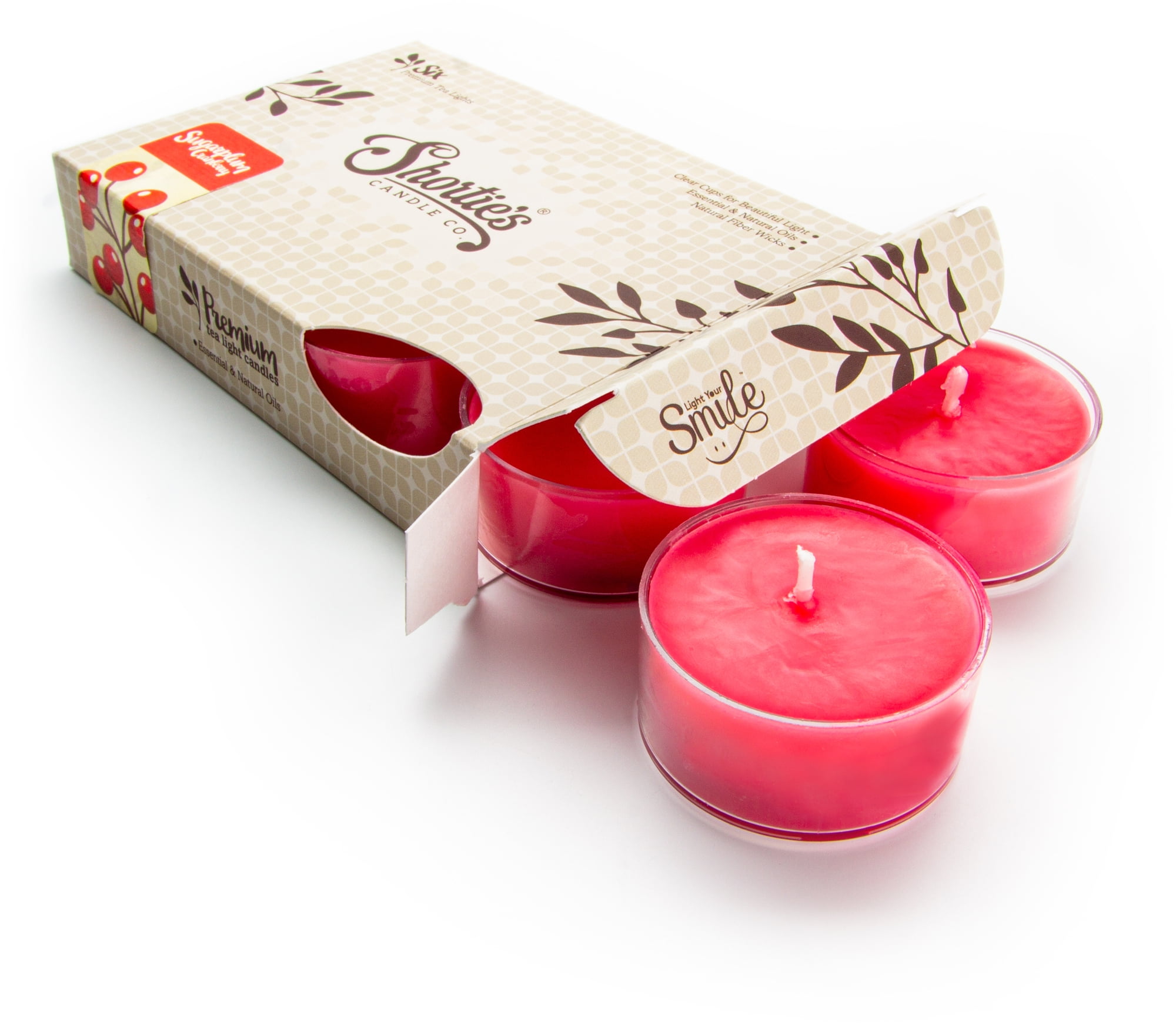 Sugarplum Cranberry Tealight Candles 6 Pink Premium Scented Tea