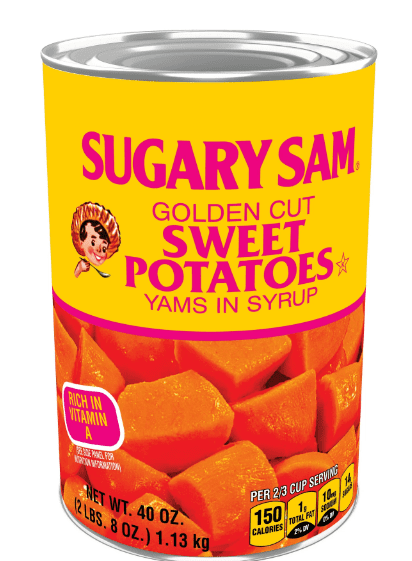 Sugary Sam Golden Cut Sweet Potatoes Yams in Syrup, 40 oz Can (Pack of 2)
