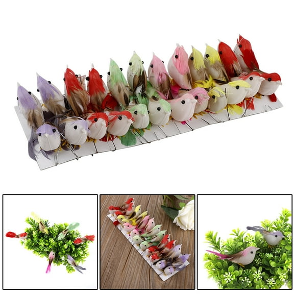Sugeryy 24 Pcs Artificial Simulation Foam Birds Mini Ornaments DIY Craft for Wedding Decoration Home Garden Party Accessories