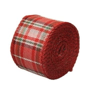 Sugeryy Christmas Wired Edge Ribbons Buffalo Plaid Wrapping Ribbon Red Green Burlap Ribbon Rustic Wired Craft Ribbon for Xmas