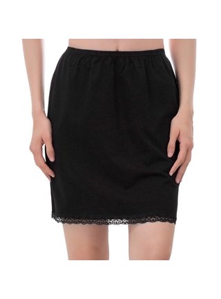 HUIJZG Women 's Half Slips Waist Short Underskirt Underwear Petticoat for  Skirts Underdress (C-Black, S) at  Women's Clothing store