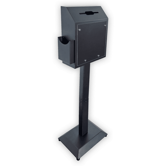 Suggestion Box with Stand,Floor Standing Offering Box,Metal Combination Lock Ballot Collection Safe Box for Voting,Charity,Donation,Church,Election,Hospital Feedback,and Car Rental Key Return, Black