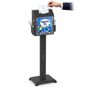 Pochar Suggestion Box with Stand, Floor Standing Offering Box, Upgraded Heavy Duty Metal Locking Ballot Collection Safe Box for Voting Contest Charity Donation Church Election, Large, Black
