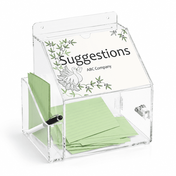 Suggestion Box With Lock & 5"x7" Sign Slot Side-pocketr