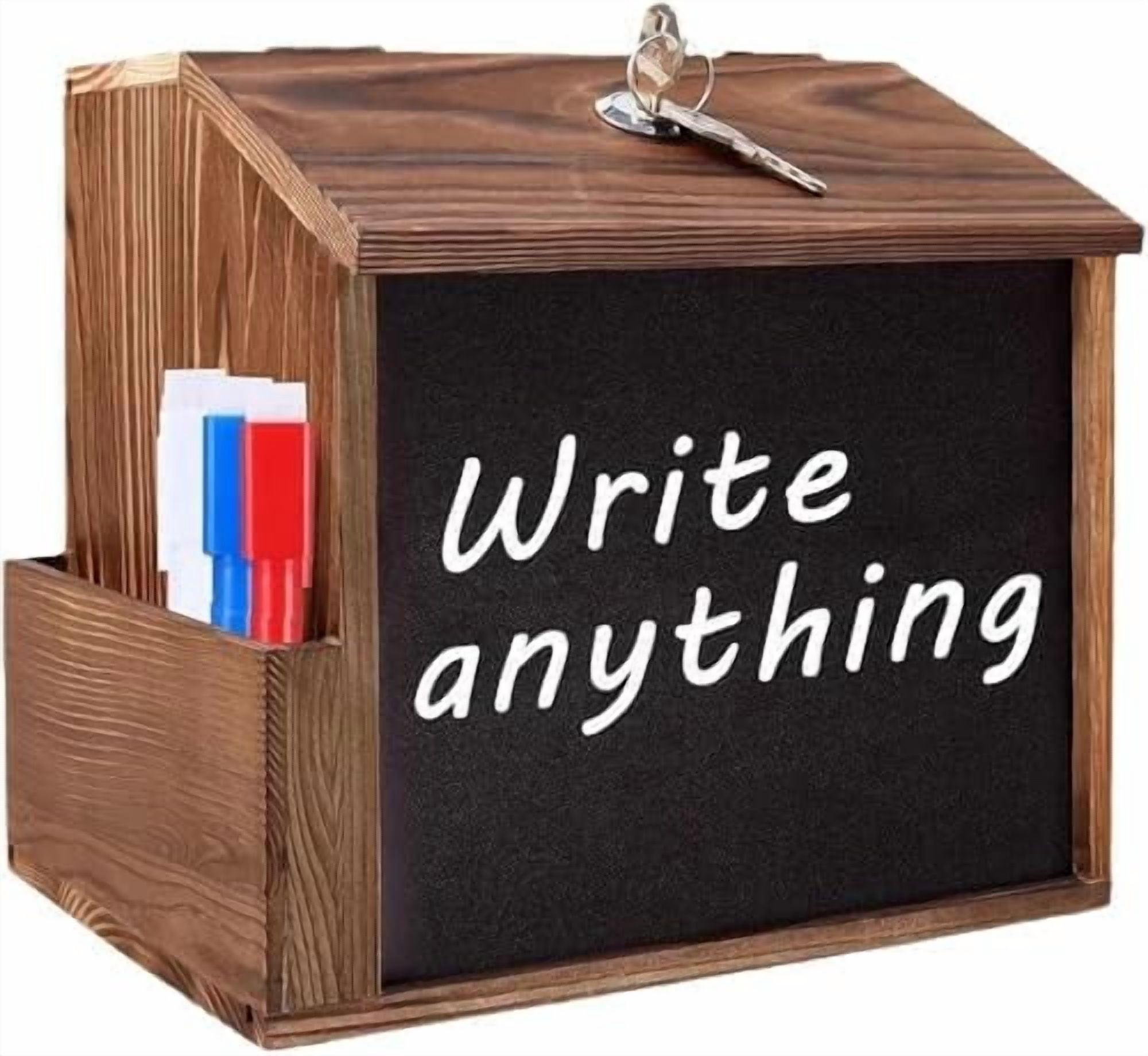 Solicit Box Suggestion Box with Slot and Lock, Wall Mounted Wood Donation Boxes for ...