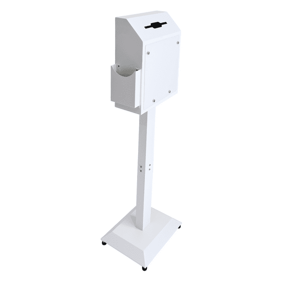 Suggestion and Offering Box with Stand, Floor Standing Metal Safe with Combination Lock for Voting, Donation, Church, Election, Hospital Feedback, Charity, Ballots, Car Rental Key Return White