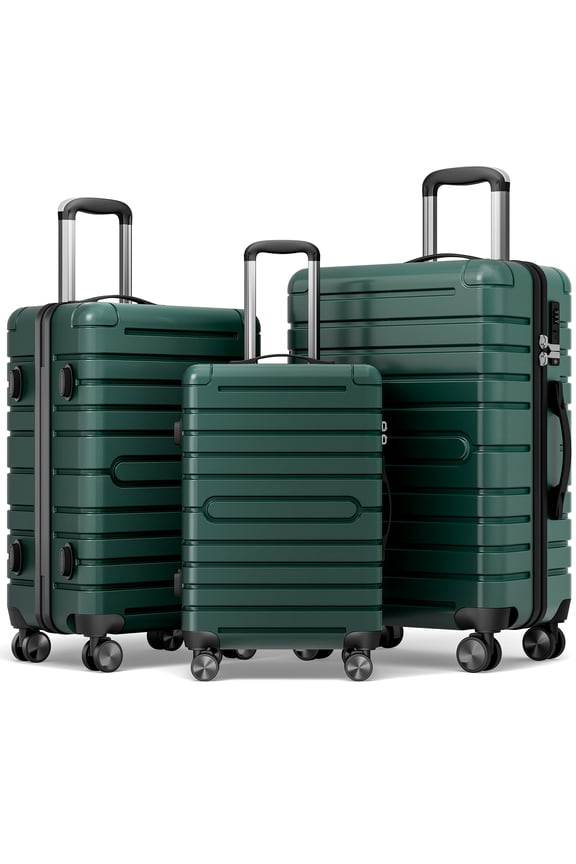 Hardside Luggage Spinner Suitcase with TSA Lock Expandable Carry On Rolling Travel Case with Double Silent Wheels, Dark Green