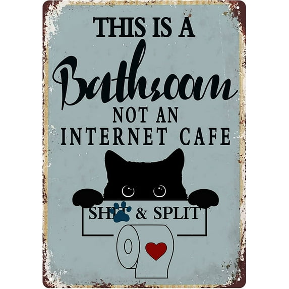 Sugoi Sarcastic Metal Tin Sign Funny Bathroom Wall Art Decor Signs 12" x 8" This is Bathroom Not an Internet Cafe Vintage Metal Tin Sign Home Bar Restaurant Wall Decor Plaque Sign