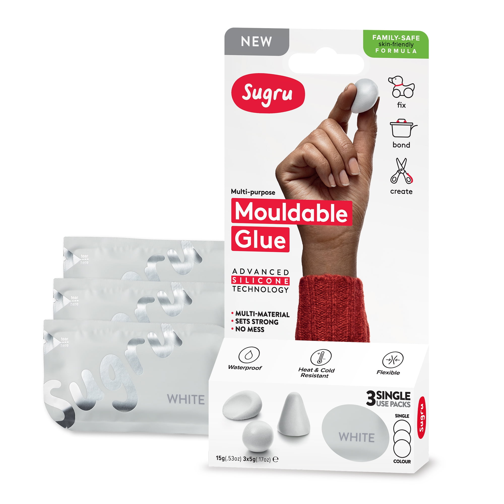 Sugru Moldable Multi-Purpose Glue (16-Pack/Black & White)