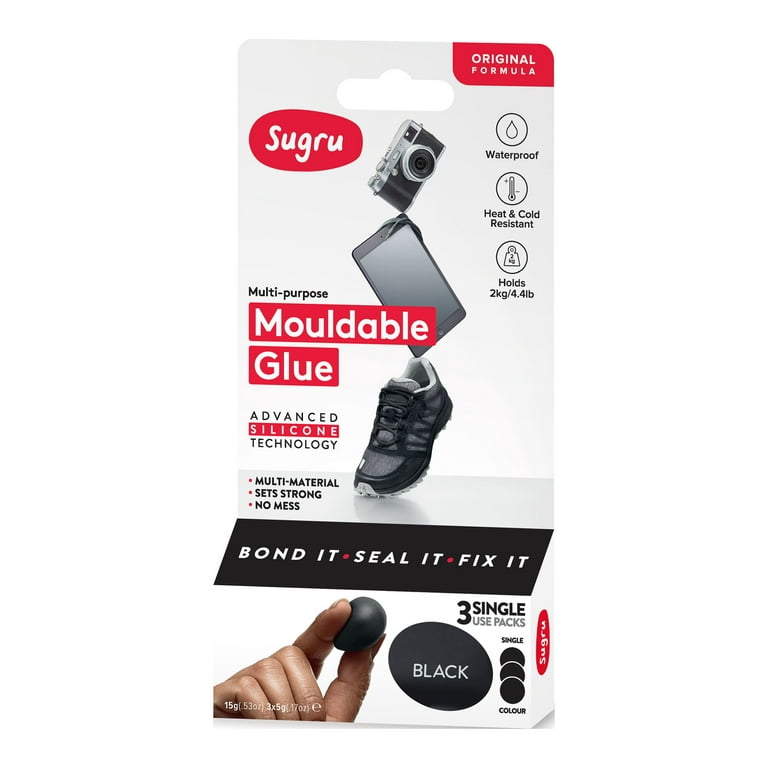 Sugru Moldable Multi-Purpose Glue for Creative Fixing and Making, 8-Pack,  Black, White, Green, Brown & Gray, 8 Piece and Gear Aid 10691 Tenacious  Tape for Fabric Repair