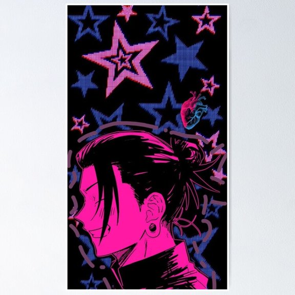 Suguru Geto Cursed Spirit Manipulation Pink Blue Duo Wall Decor, Unframed Poster