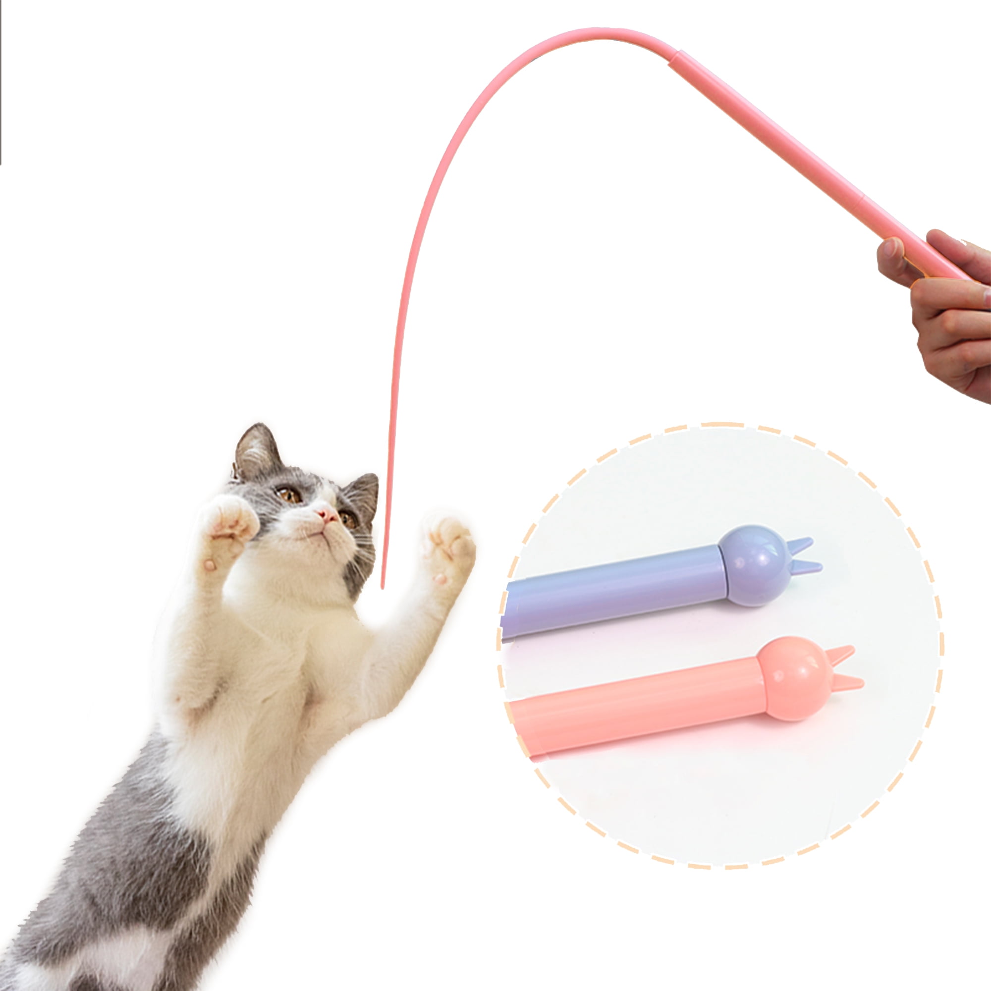 Suhaco Cat Toys Interactive Cat Toys for Indoor Cats Cat Teaser Stick Detachable Wand with Flexible Simulation Tail to Chase and Exercise Mixed