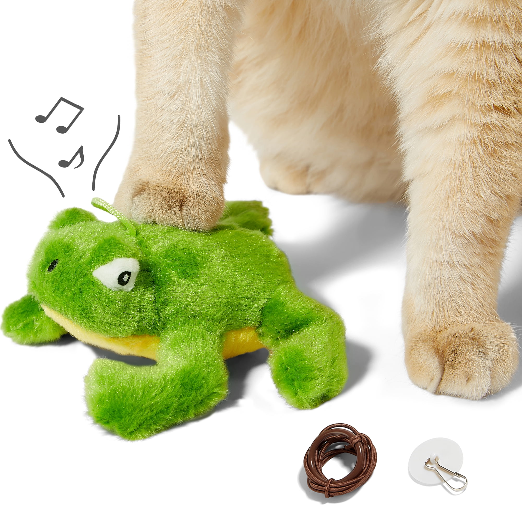 Suhaco Cat Toys Interactive Frog Kitty Toys Realistic Kitten Plush Toy