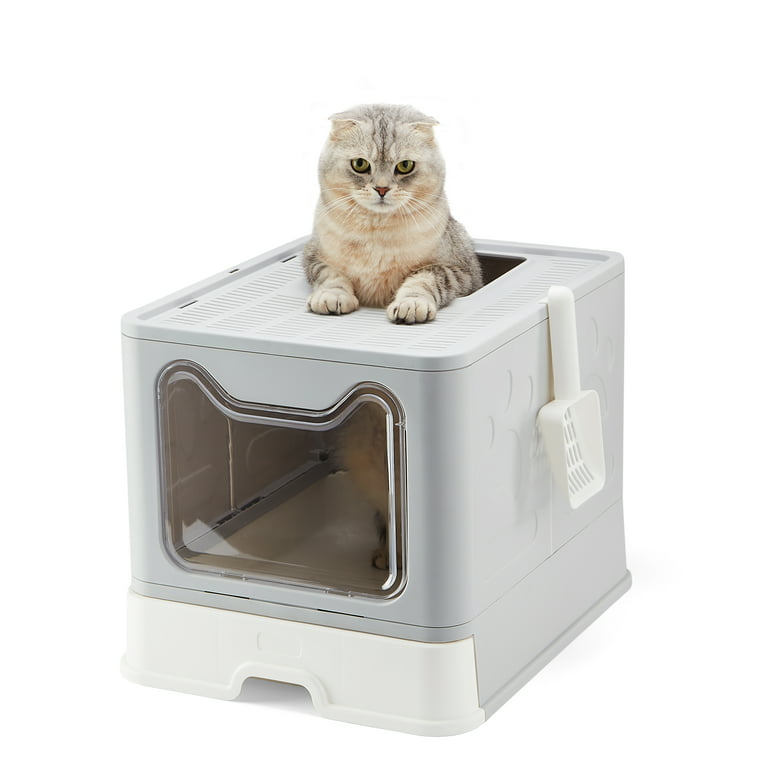 Suhaco Extra Large Cat Litter Box with Lid Top Entry Covered