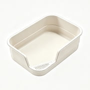 Suhaco Low Front Entry Open Top Cat Litter Box, Open Sided Cat Toilet with Litter Catching Grate, Spacious Easy Access Litter Pan for Kittens, Senior & Disabled Indoor Cats