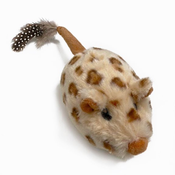Suhaco Rechargeable Mouse Cat Toy, Plush Interactive Cat Toy with Auto Turn on Impact, Leopard Spot