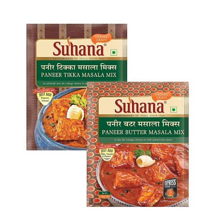 Suhana Pack Of 4 Paneer Tikka Easy To Cook & 4 Paneer Butter Masala | Spice Mix | Easy To Cook - Combo Of 8