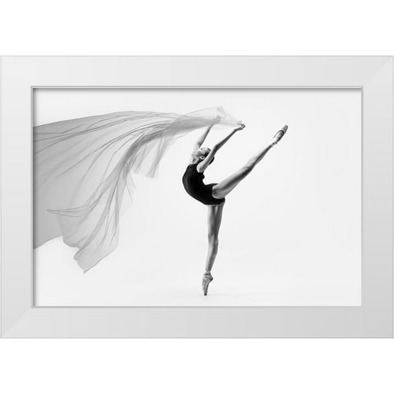 Suhardjo, Lisdiyanto 14x11 White Modern Wood Framed Museum Art Print Titled - Flying Cloth Ballerina