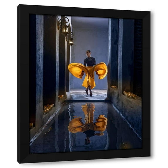 Lisdiyanto Suhardjo 20x24 Black Modern Wood Framed Wall Art Titled - Ballerina In The Aisle