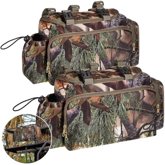 Suhine 2 Pcs Treestand Front Storage Bags Camo Tree Stand Accessories Ladder Waterproof Military Packs Camouflage Treestand Bag for Hunting Outdoor Climbing Tree Hiking Fishing Tactical Saddle$$Other