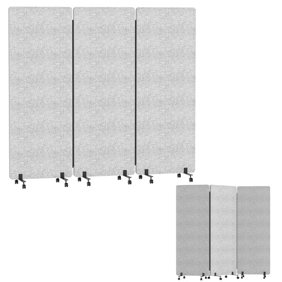 Suhire 72x66in Soundproof Room Divider with Wheels, 3 Panel Freestanding Partition Screen, Mobile Privacy Screen for Office, Home, Classroom